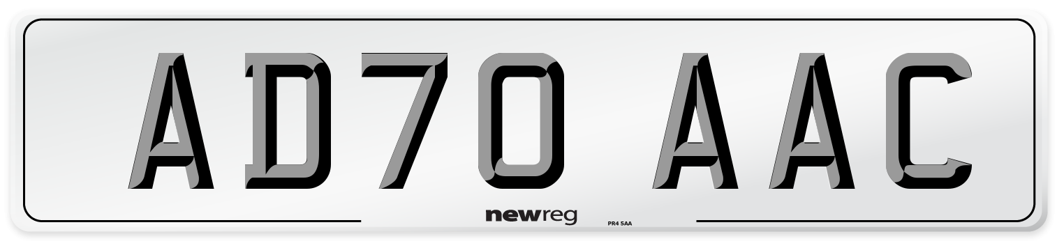 AD70 AAC Number Plate from New Reg